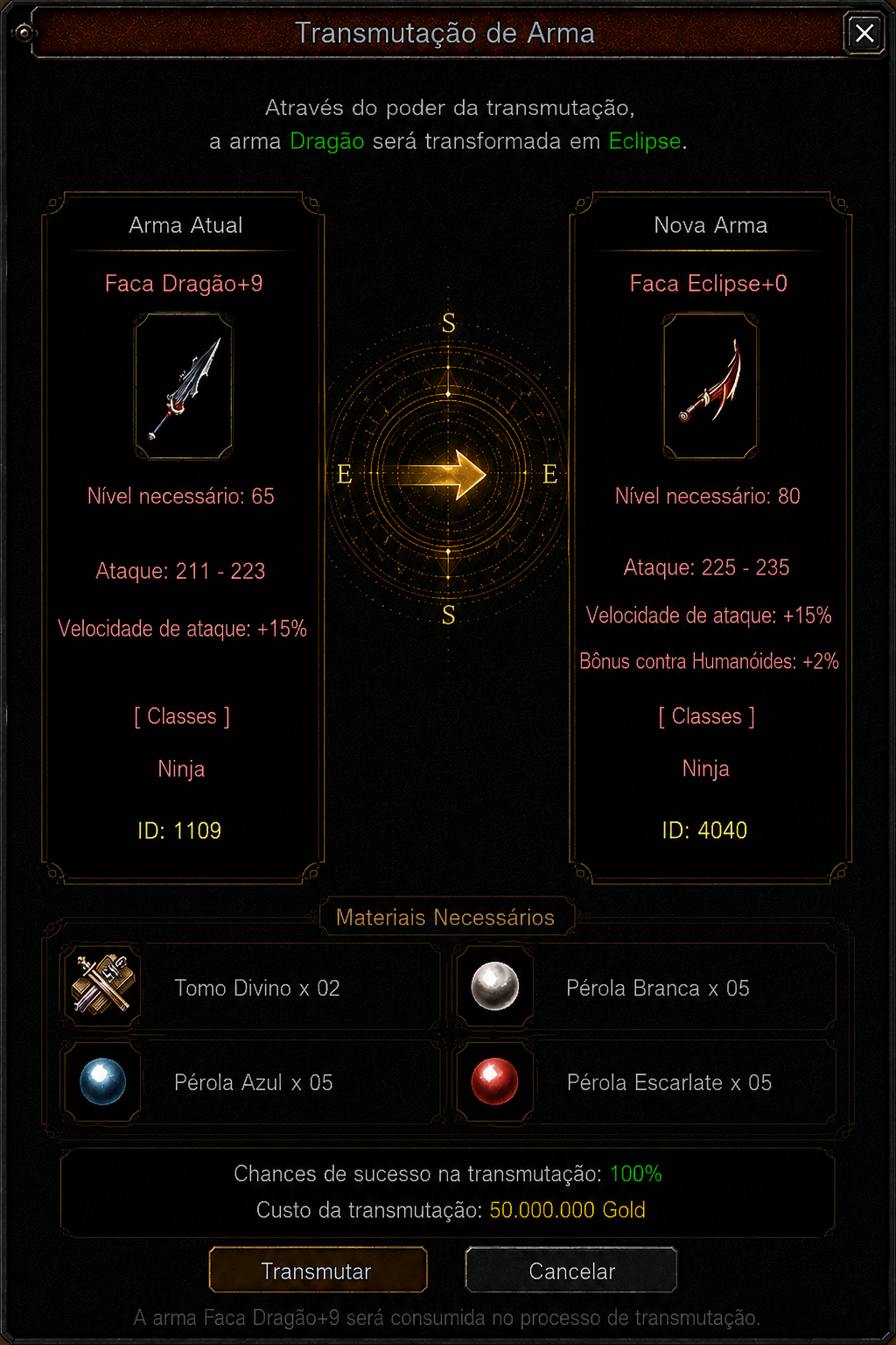 🗡️ FACA DRAGÃO → FACA ECLIPSE
